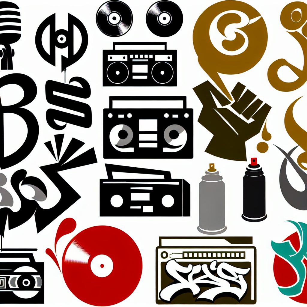 A collage of iconic hip hop logos that have shaped